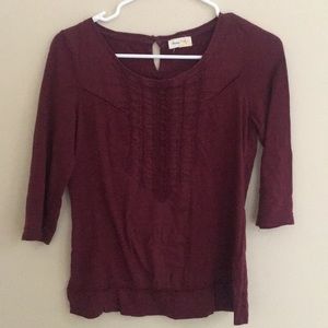 Anthropologie Meadow Rue Maroon 3/4 sleeve top